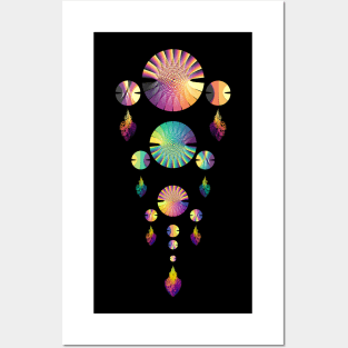 Dream Catcher Triple Tier | Combo 2 Volcano, Peacock and Sunset (Black) Posters and Art